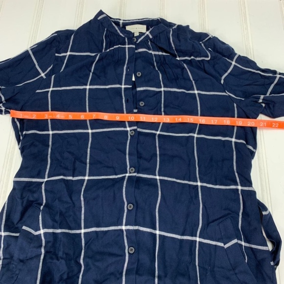 Lucky Brand Navy Blue White Plaid Tie Shirt Dress - Picture 7 of 8